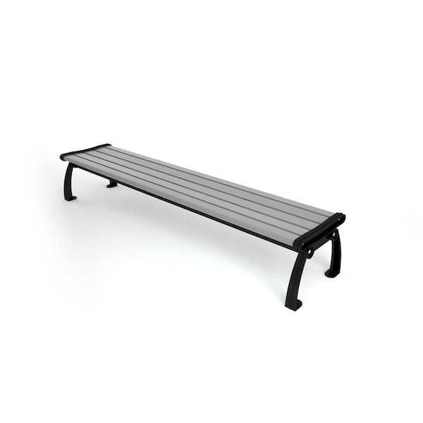 Gray 8' Heritage Backless Bench with Black Frame